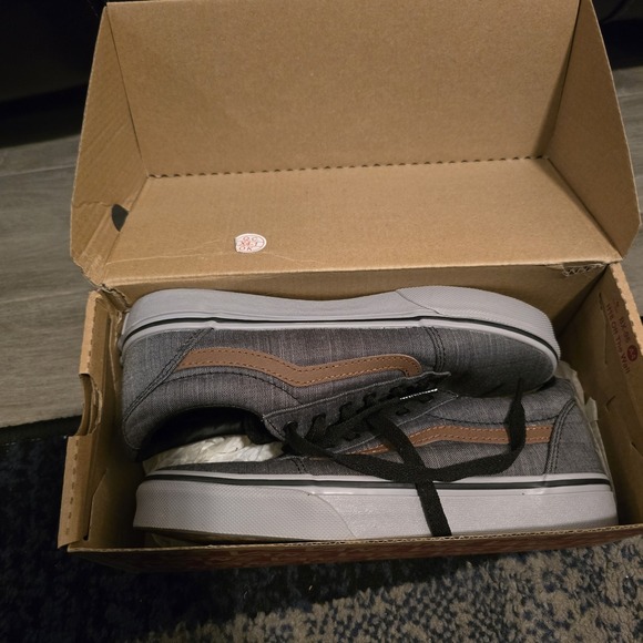 Vans Ward Textile Black Grey Brown Sidestripe Low Top Sneakers VN0A5KR6N42 4Y - Picture 4 of 6